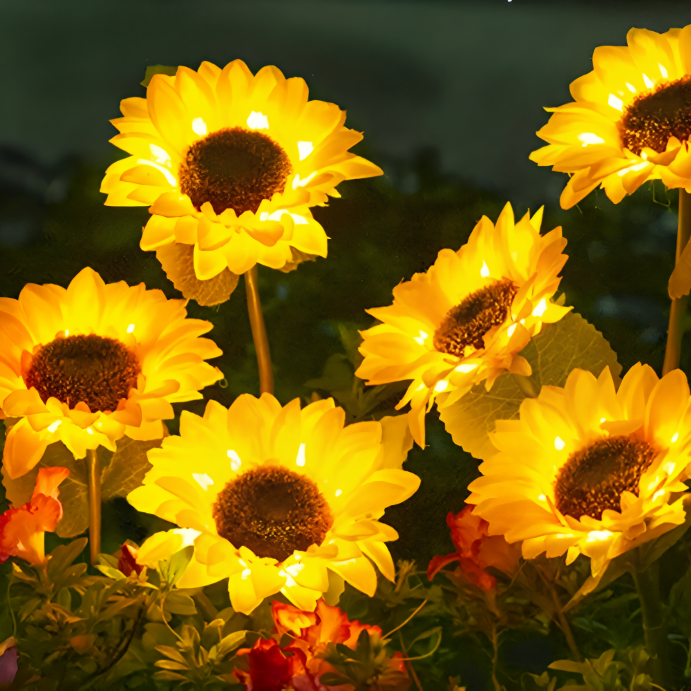 SunieBloom - IP65 Witterungsbeständig Realistische Sonnenblumen Gartenbeleuchtung - LED Solarlampe Garten