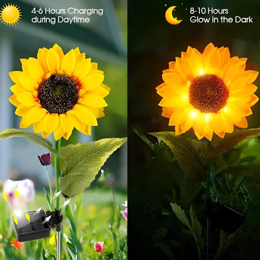 SunieBloom - IP65 Witterungsbeständig Realistische Sonnenblumen Gartenbeleuchtung - LED Solarlampe Garten