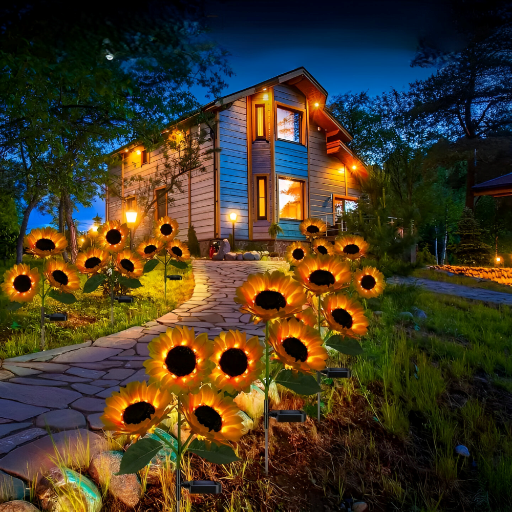 SunieBloom - IP65 Witterungsbeständig Realistische Sonnenblumen Gartenbeleuchtung - LED Solarlampe Garten