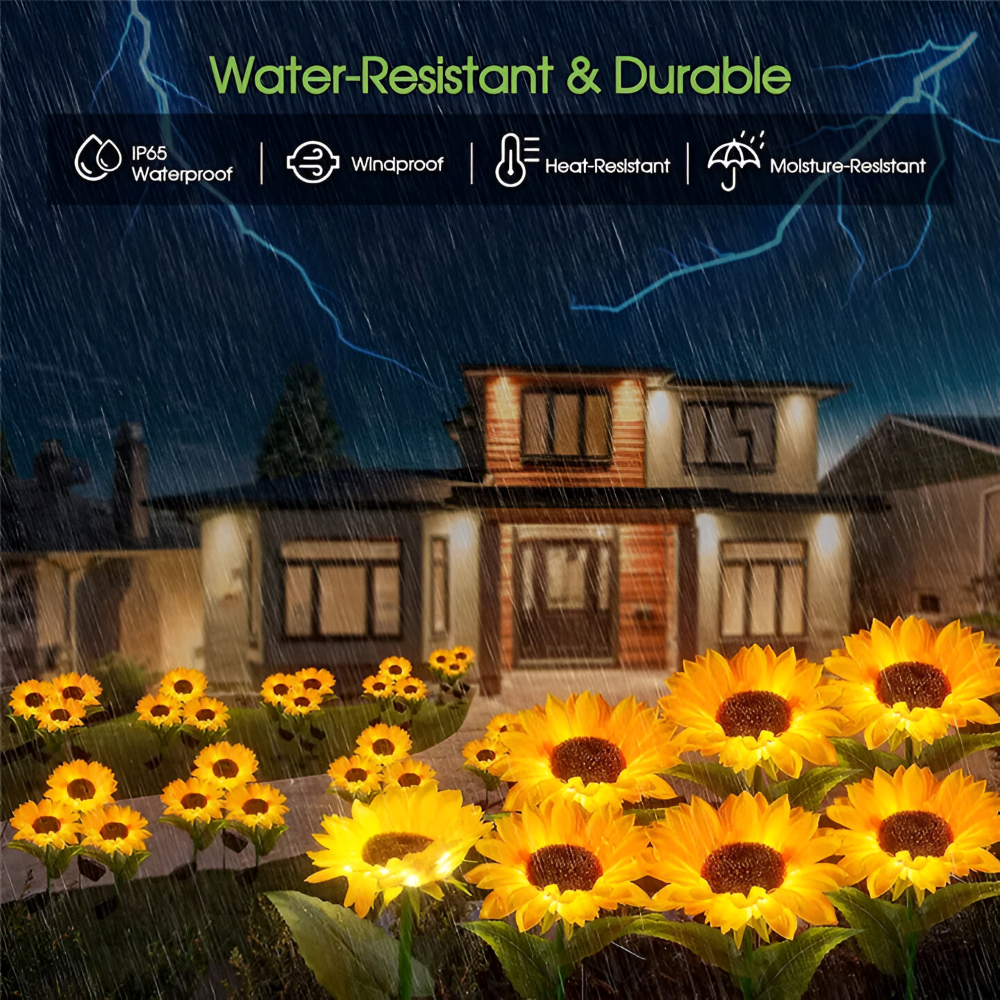 SunieBloom - IP65 Witterungsbeständig Realistische Sonnenblumen Gartenbeleuchtung - LED Solarlampe Garten