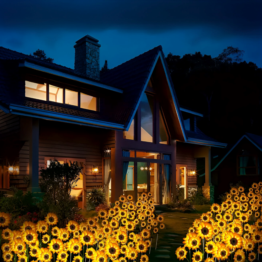 SunieBloom - IP65 Witterungsbeständig Realistische Sonnenblumen Gartenbeleuchtung - LED Solarlampe Garten