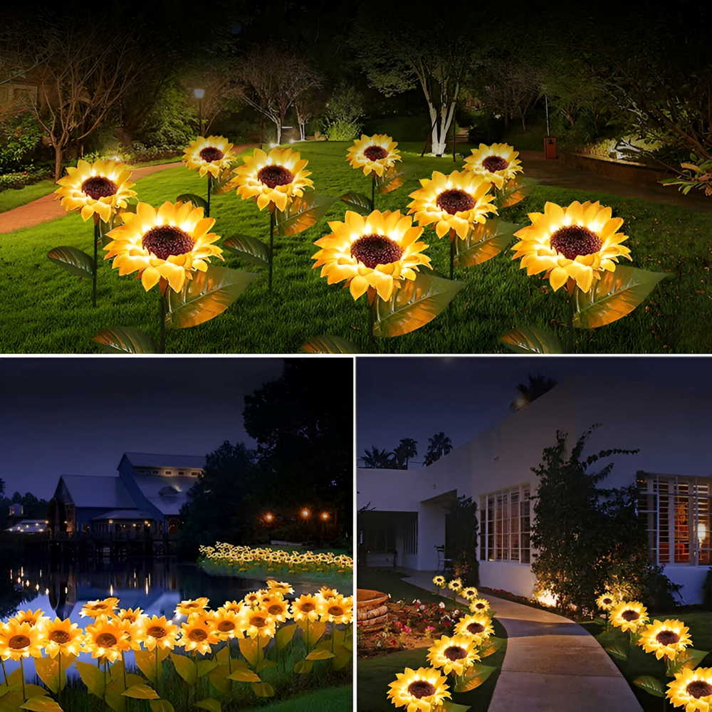 SunieBloom - IP65 Witterungsbeständig Realistische Sonnenblumen Gartenbeleuchtung - LED Solarlampe Garten
