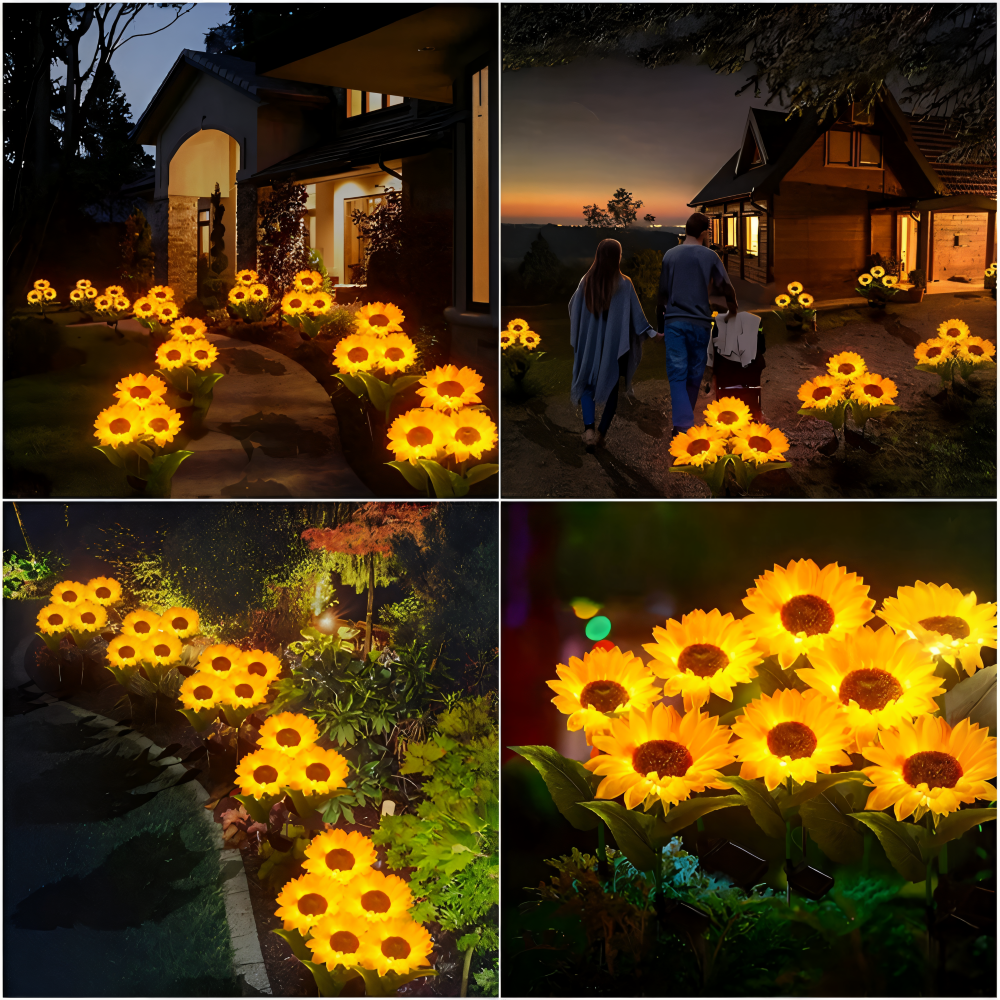 SunieBloom - IP65 Witterungsbeständig Realistische Sonnenblumen Gartenbeleuchtung - LED Solarlampe Garten
