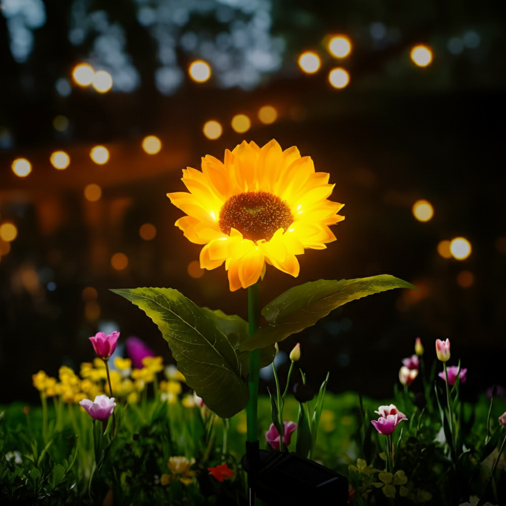 SunieBloom - IP65 Witterungsbeständig Realistische Sonnenblumen Gartenbeleuchtung - LED Solarlampe Garten