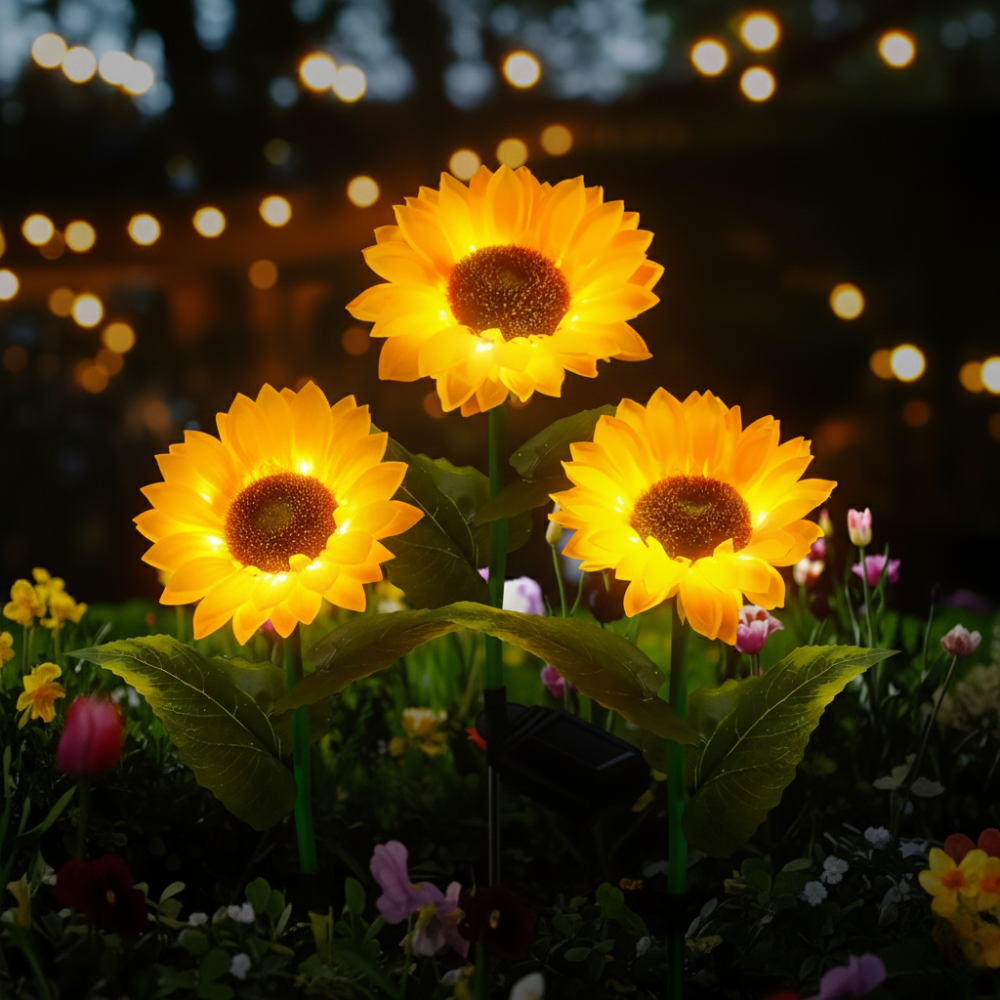 SunieBloom - IP65 Witterungsbeständig Realistische Sonnenblumen Gartenbeleuchtung - LED Solarlampe Garten