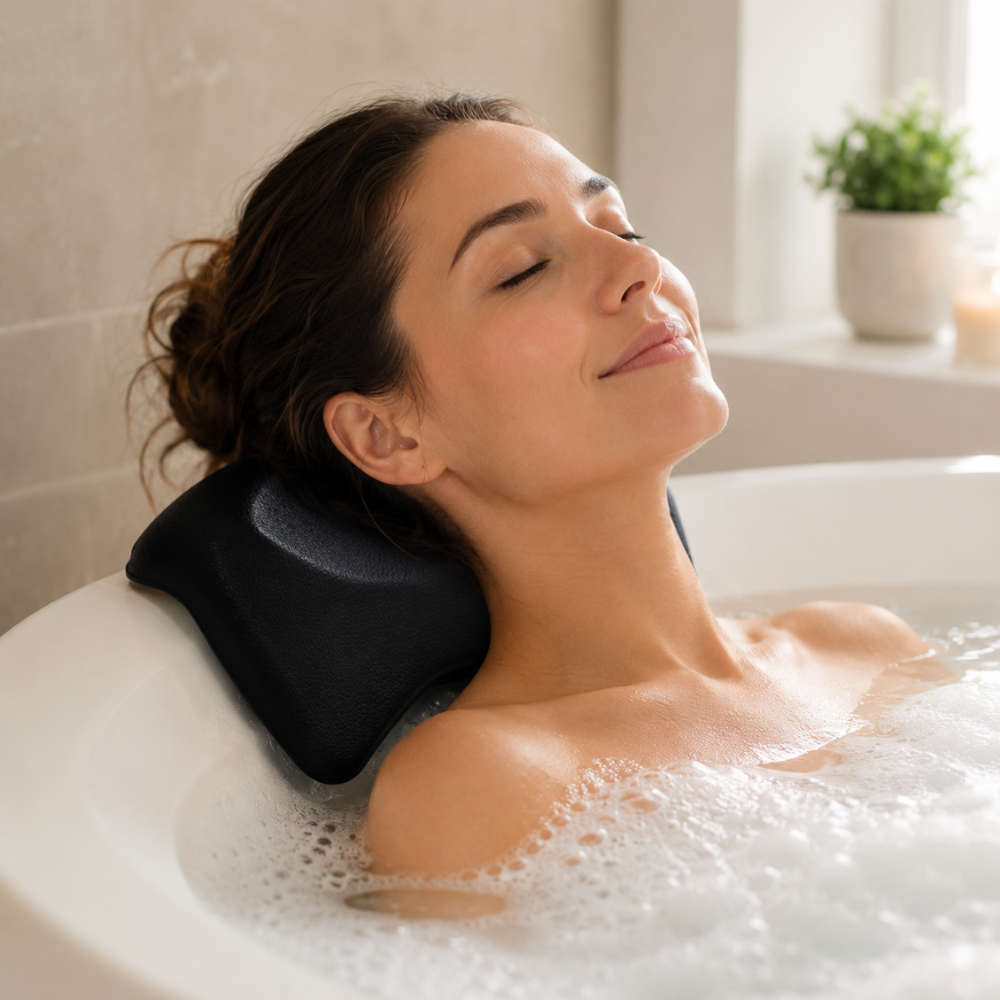 Badewannenkissen Ergonomisch – Weiches Nackenkissen für Badewanne mit Rutschfestem Halt