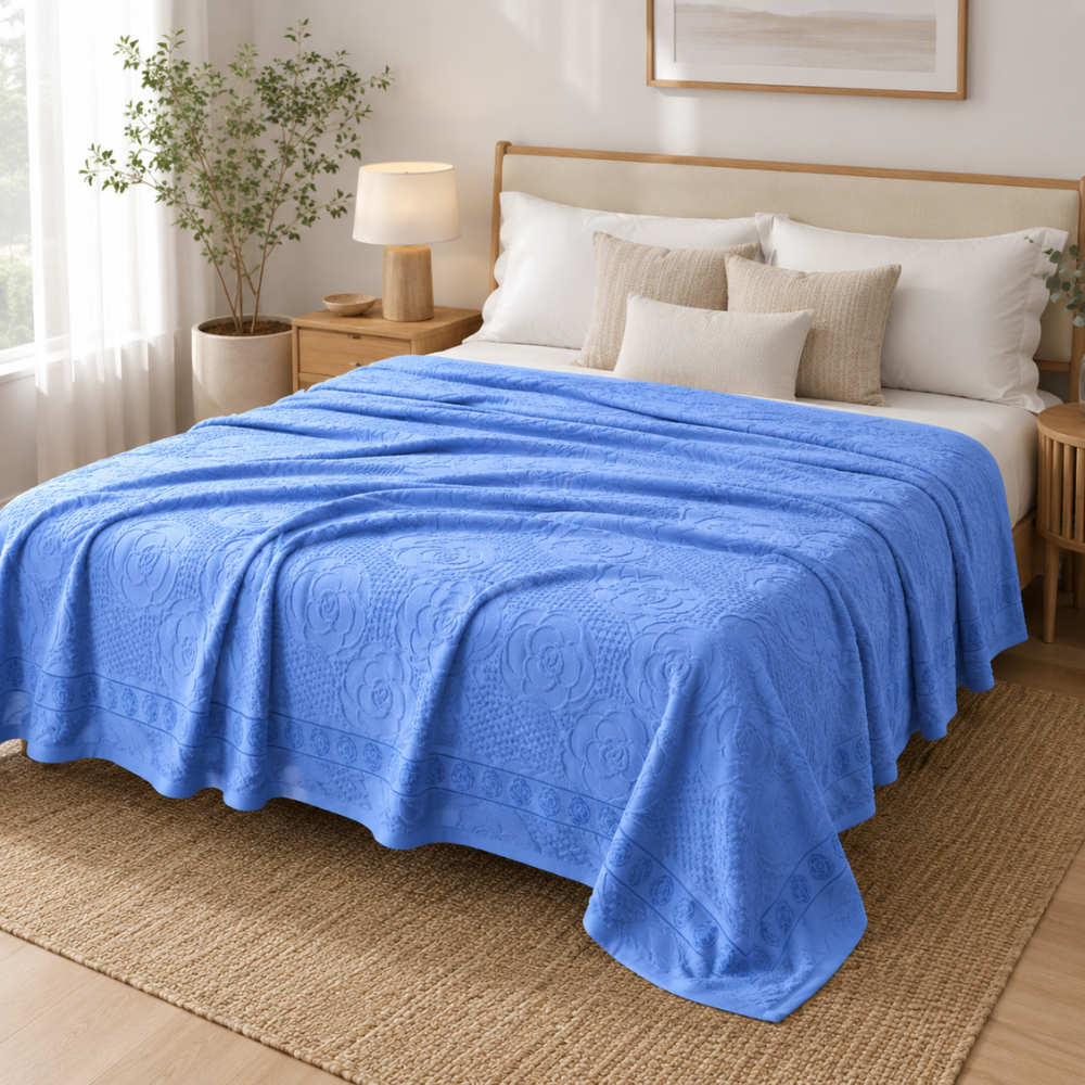 Tagesdecke Grün 100% Baumwolle – Atmungsaktiver Bettüberwurf mit Blumenmuster für Schlafzimmer