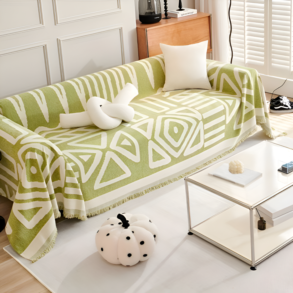 TasselBliss Plaid - Hochwertige Chenille Wurfdecke - Rutschfester Sofabezug Fleece Blanket