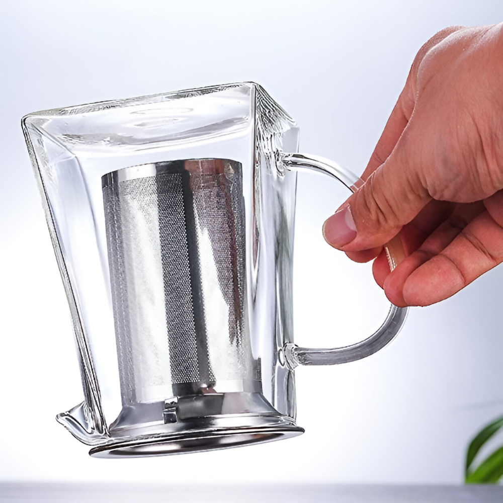 Teekanne Glas bis 950ml mit Edelstahl-Sieb – Borosilikatglas, Hitzebeständig