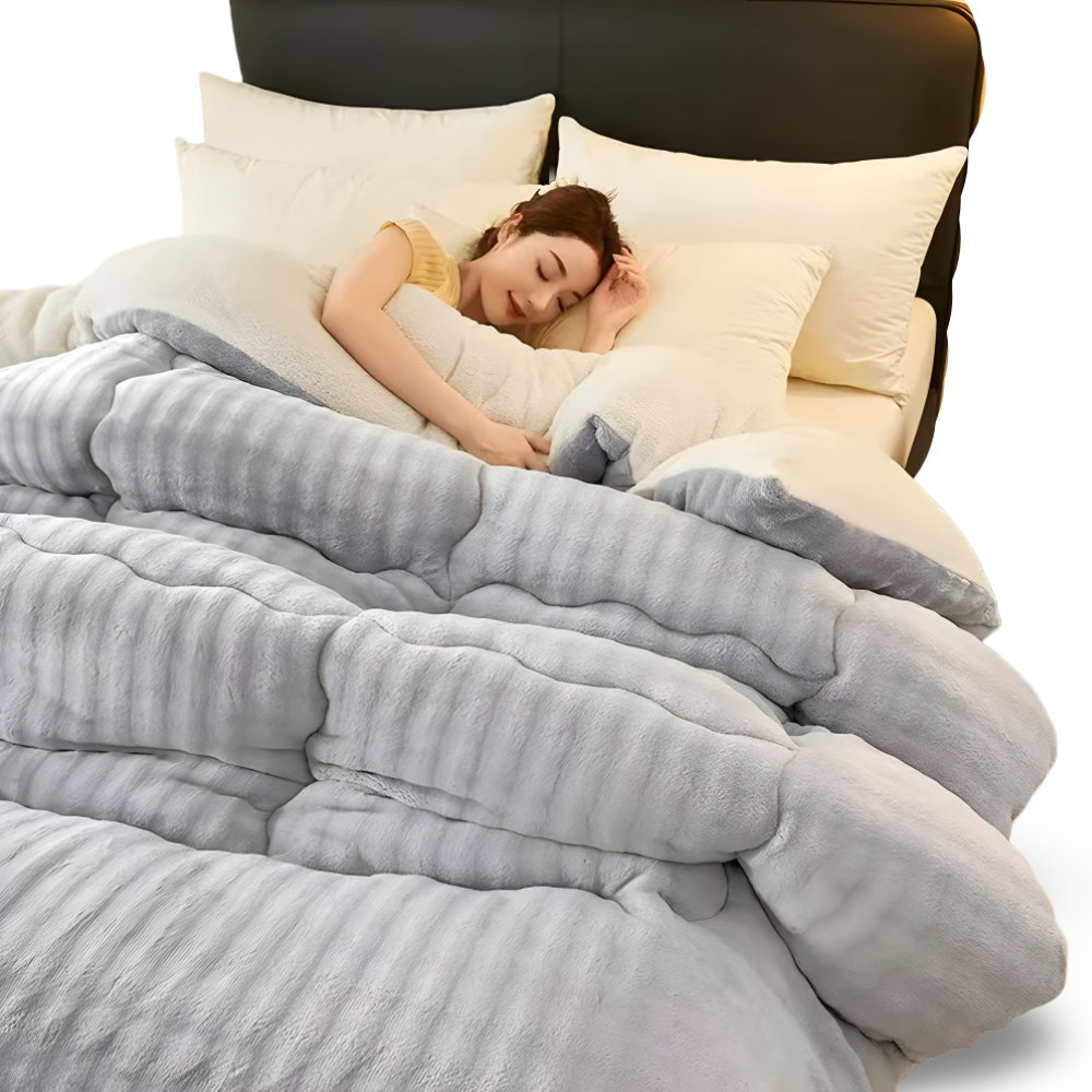 Extra Dicke Winter Bettdecke Waschbar - Lammfell-Optik & Milchvelours - Warm & Weich