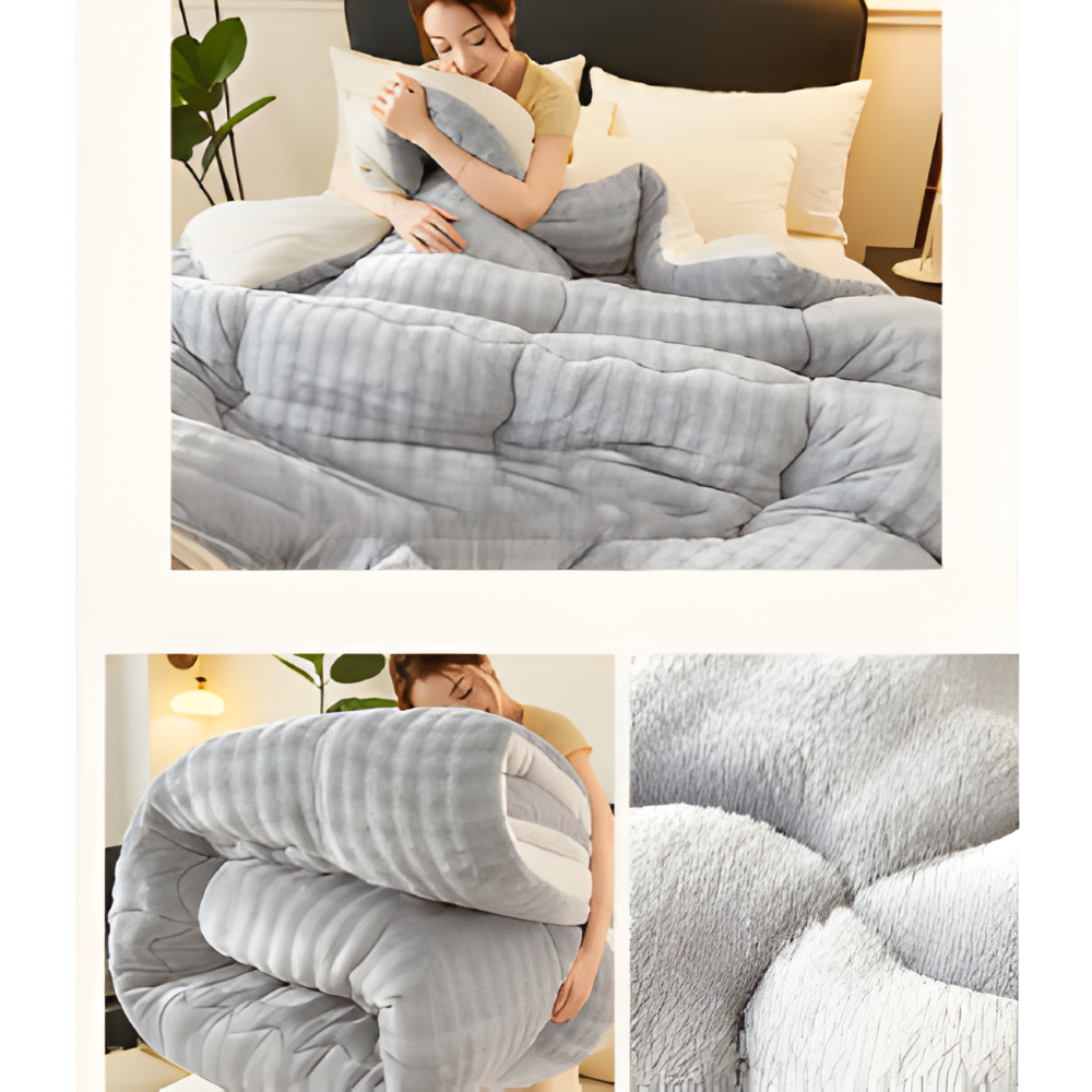 Extra Dicke Winter Bettdecke Waschbar - Lammfell-Optik & Milchvelours - Warm & Weich