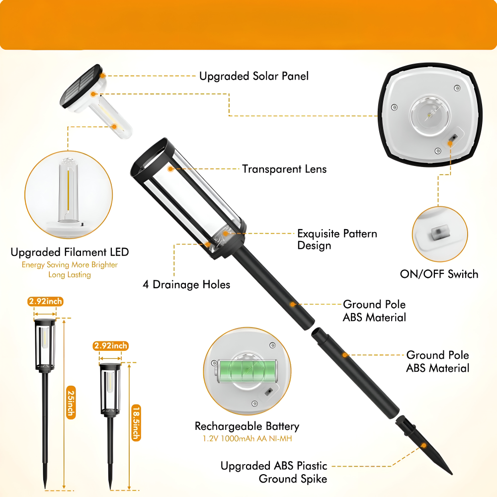 TorchDazz Solarlampe - 2/4/8-teilige Wasserdichte Solarlampe Garten - LED Gartenbeleuchtung