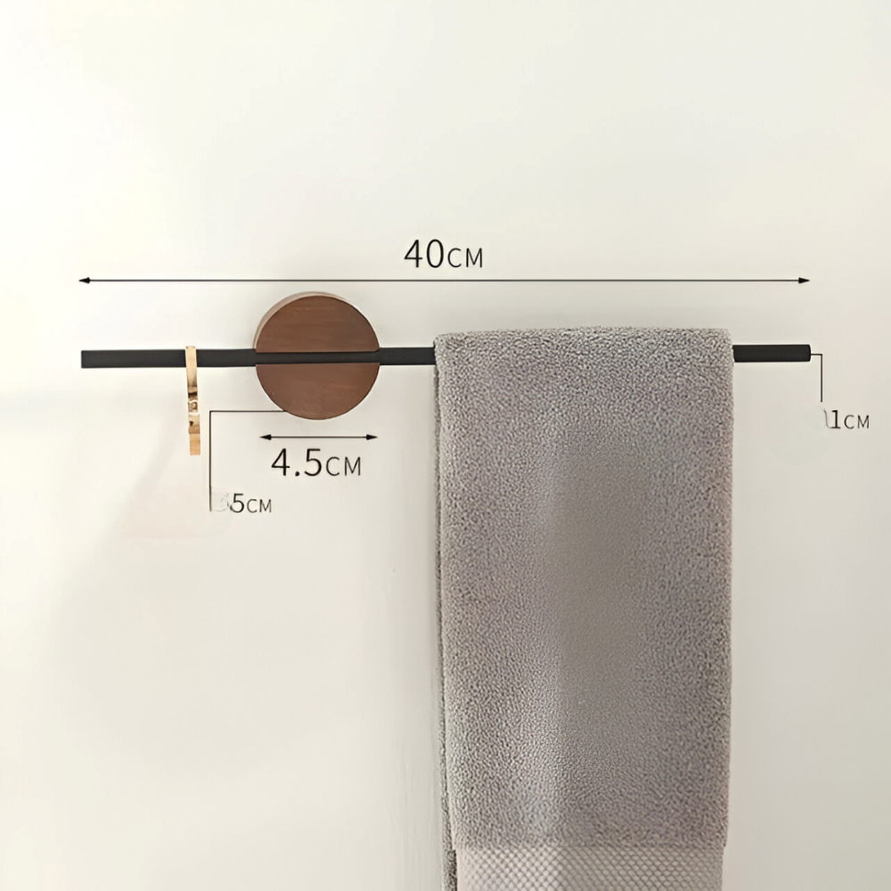 Handtuchhalter Holz Walnuss & Aluminium - Bad & Küche - 40/50 cm Wandmontage