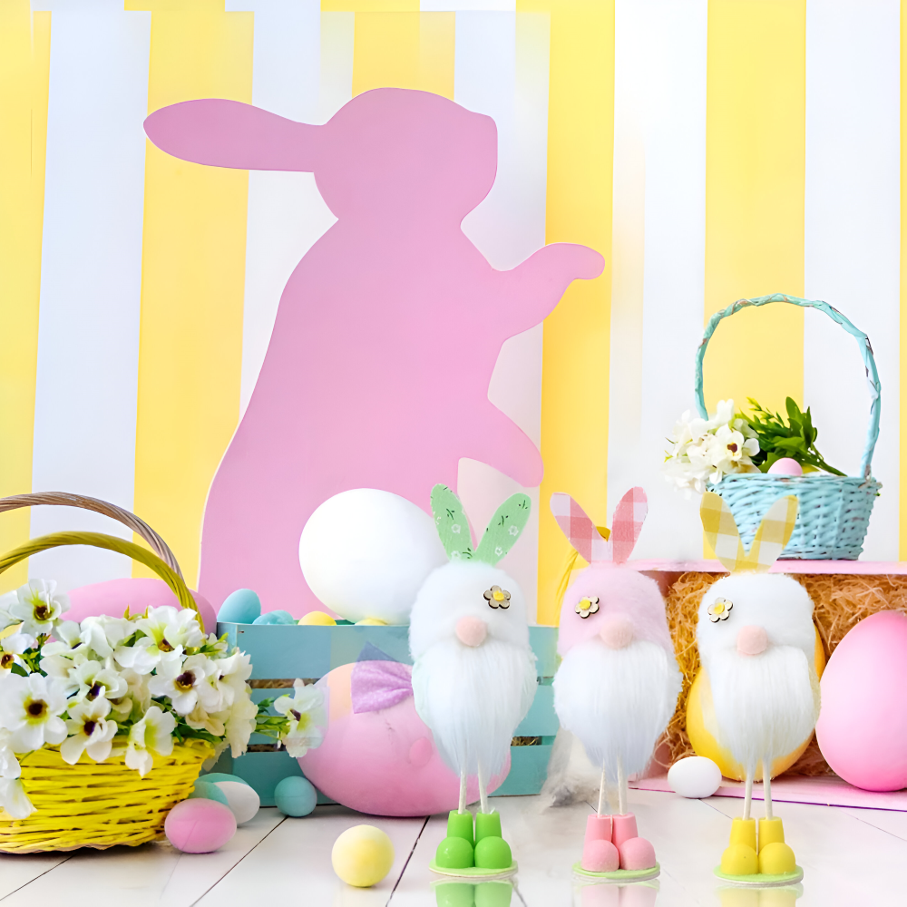 TriElf - Drei Osterzwerge mit Hasenohren - Bunter stehender Wichtel für Osterdeko