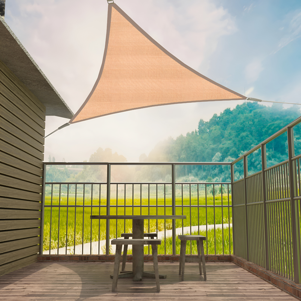 Sonnensegel Dreieckig HDPE Atmungsaktiv - UV-Schutz 50+, 180 g/m² Creme - Garten & Terrasse