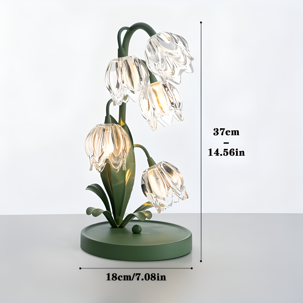 Tulip Lampe - Frosted Glas Blume Tischlampe - Energiesparende USB LED Dekoration Licht