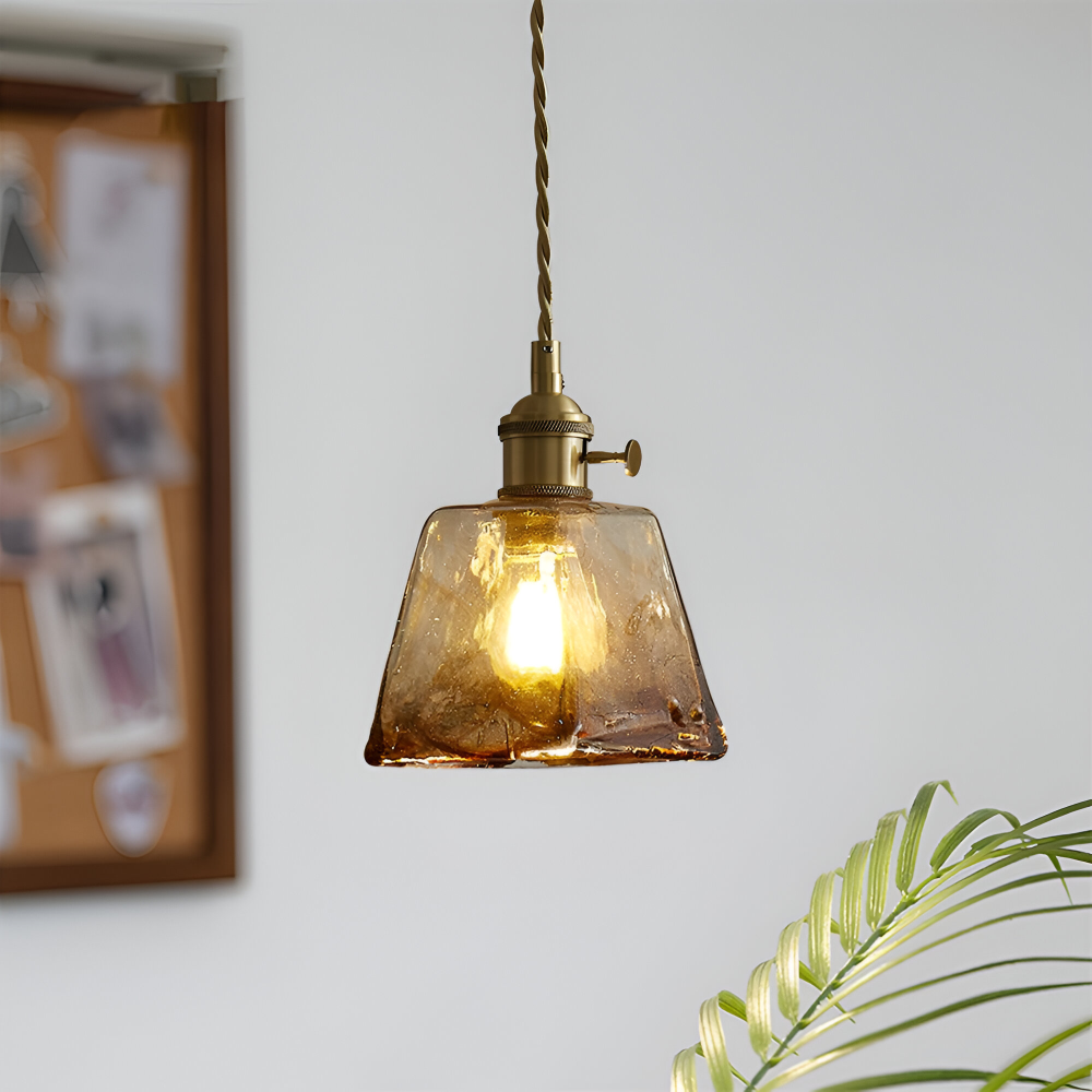 Twist Deco Glas Pendelleuchte - Antike Messing Hängelampe für Vintage Flair