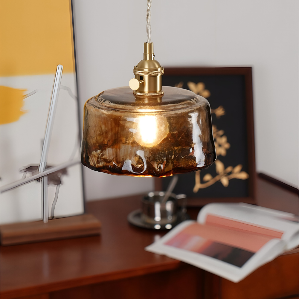 Twist Deco Glas Pendelleuchte - Antike Messing Hängelampe für Vintage Flair