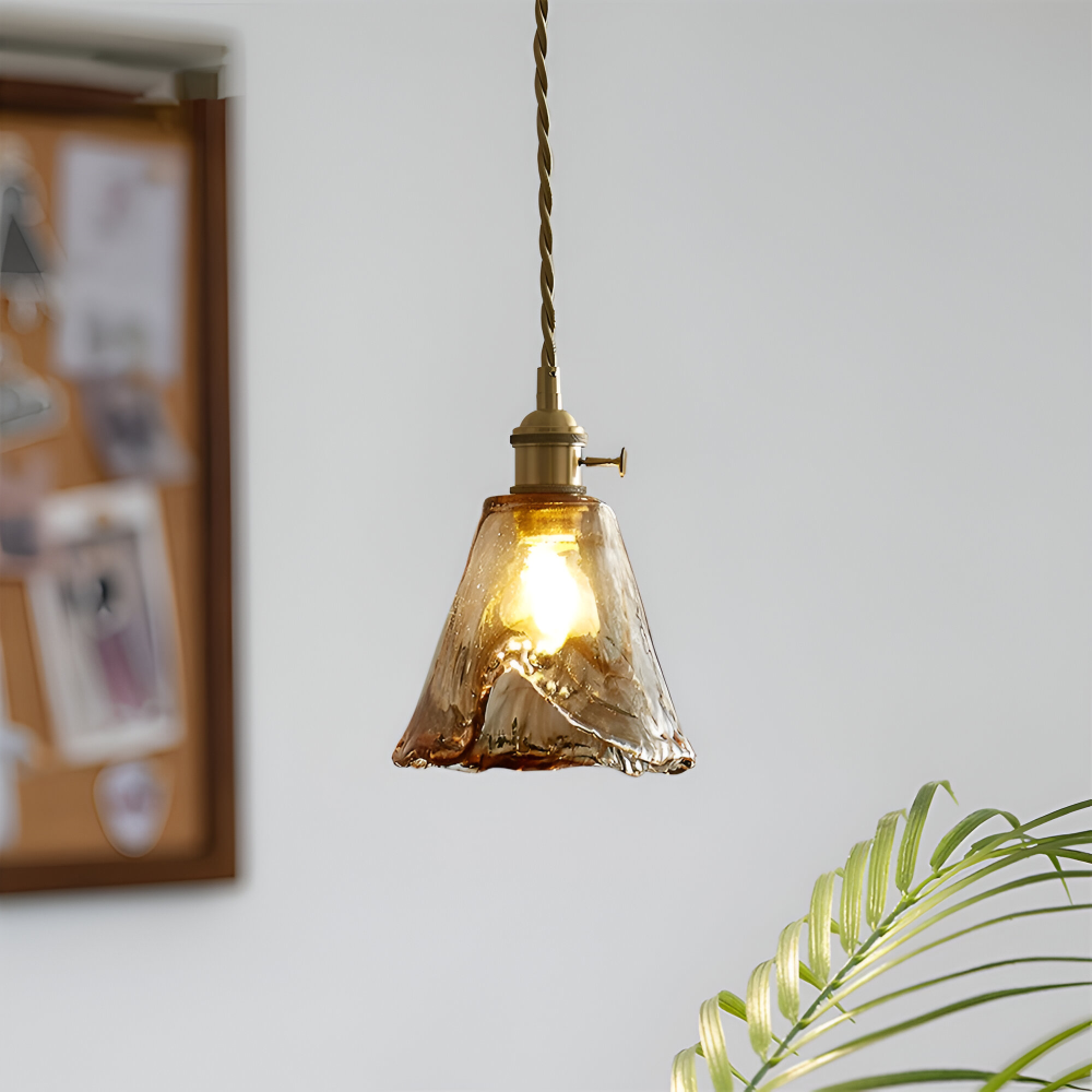 Twist Deco Glas Pendelleuchte - Antike Messing Hängelampe für Vintage Flair