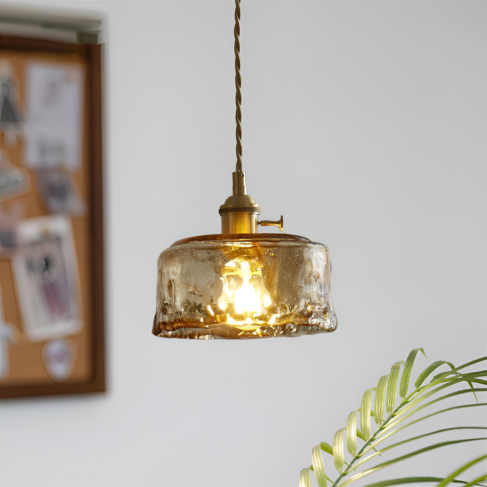 Twist Deco Glas Pendelleuchte - Antike Messing Hängelampe für Vintage Flair