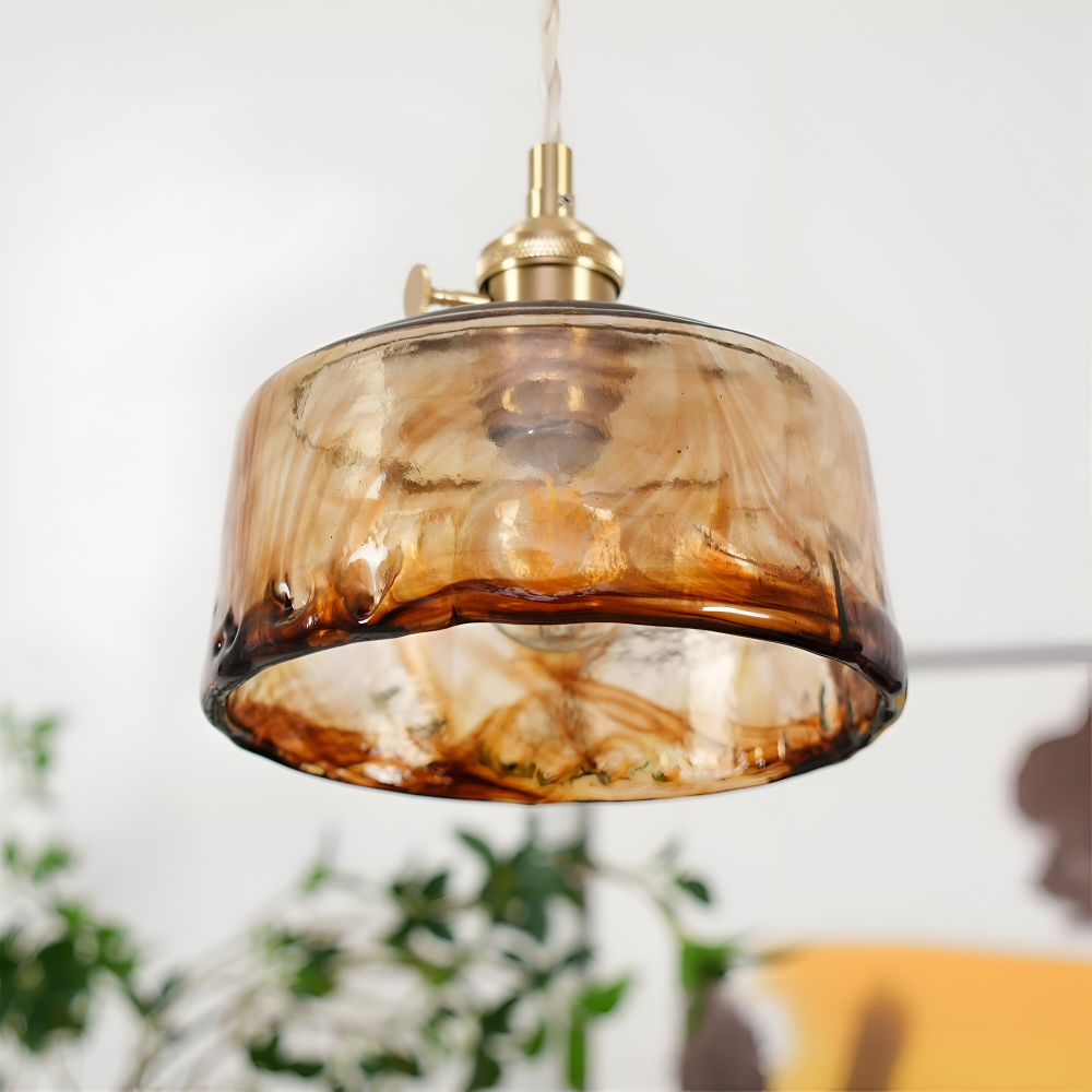 Twist Deco Glas Pendelleuchte - Antike Messing Hängelampe für Vintage Flair