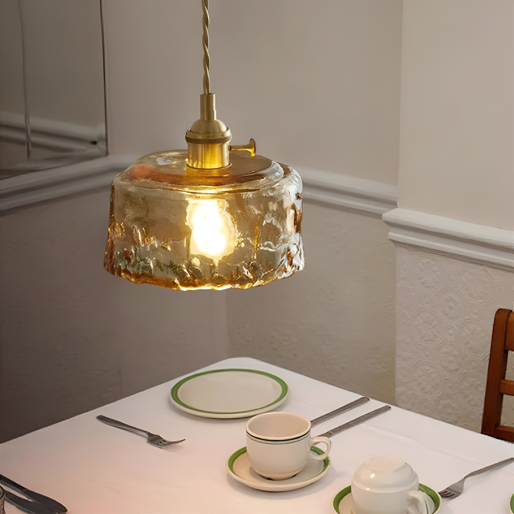 Twist Deco Glas Pendelleuchte - Antike Messing Hängelampe für Vintage Flair