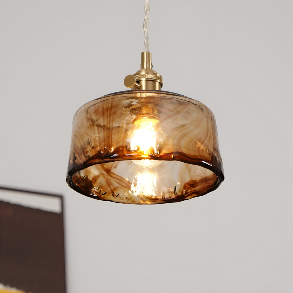 Twist Deco Glas Pendelleuchte - Antike Messing Hängelampe für Vintage Flair