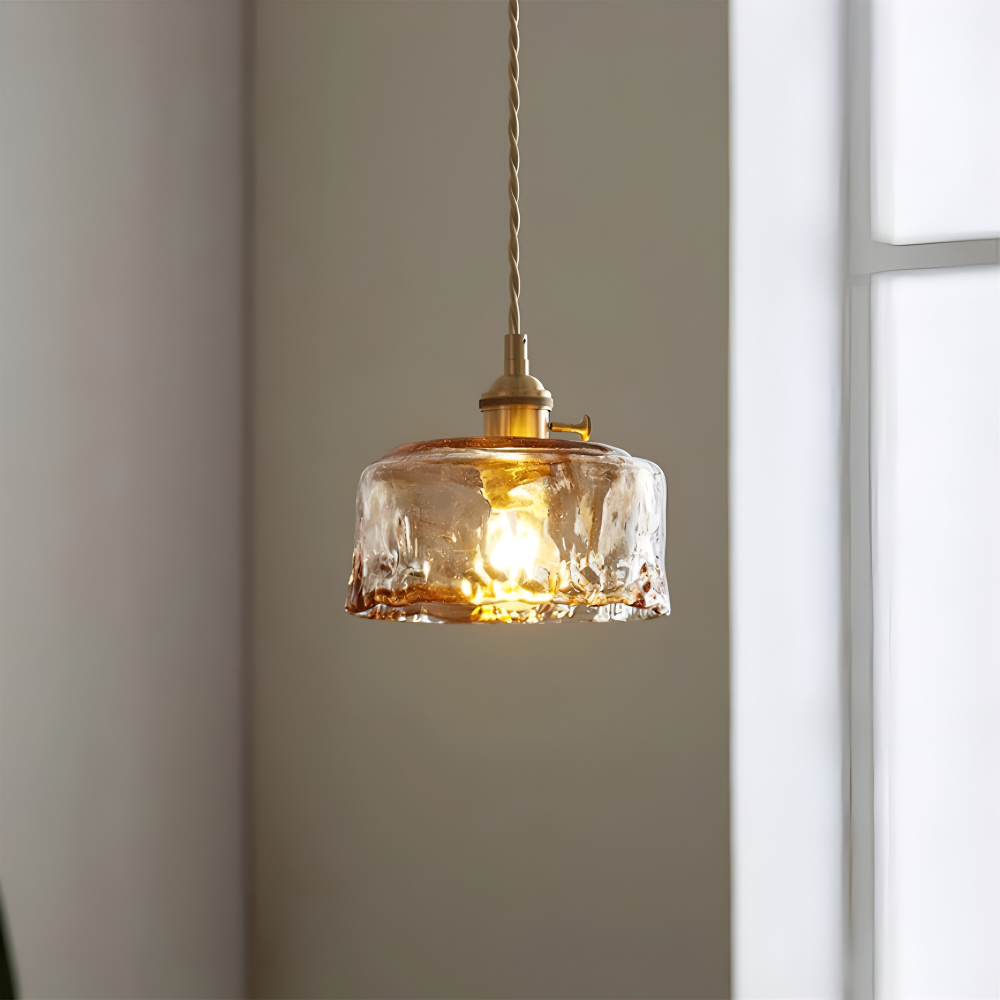 Twist Deco Glas Pendelleuchte - Antike Messing Hängelampe für Vintage Flair