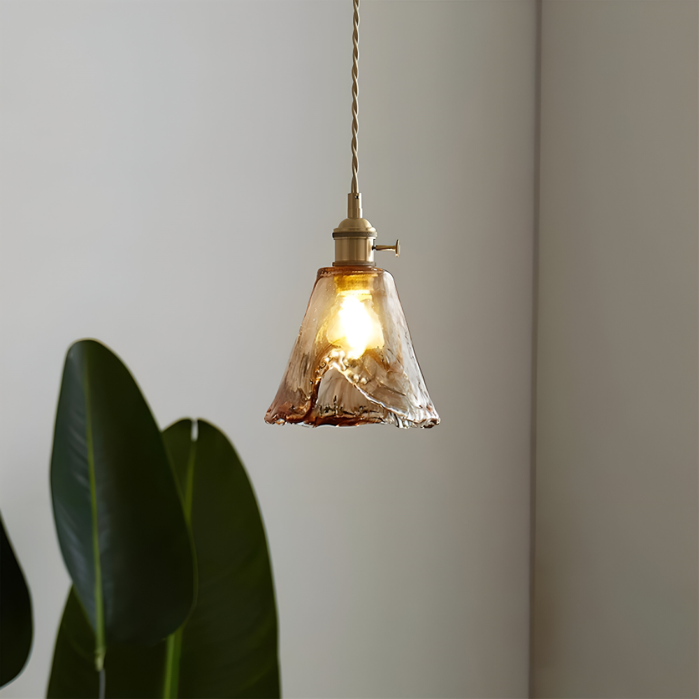 Twist Deco Glas Pendelleuchte - Antike Messing Hängelampe für Vintage Flair