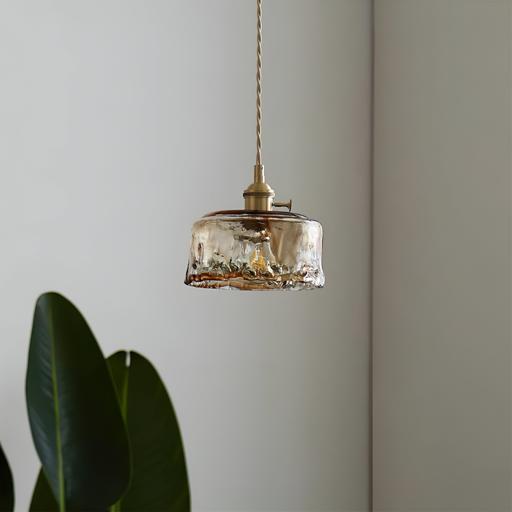 Twist Deco Glas Pendelleuchte - Antike Messing Hängelampe für Vintage Flair