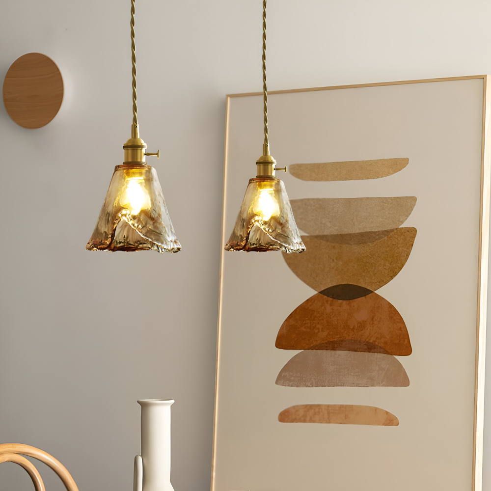 Twist Deco Glas Pendelleuchte - Antike Messing Hängelampe für Vintage Flair