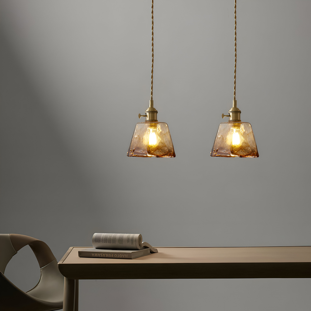 Twist Deco Glas Pendelleuchte - Antike Messing Hängelampe für Vintage Flair