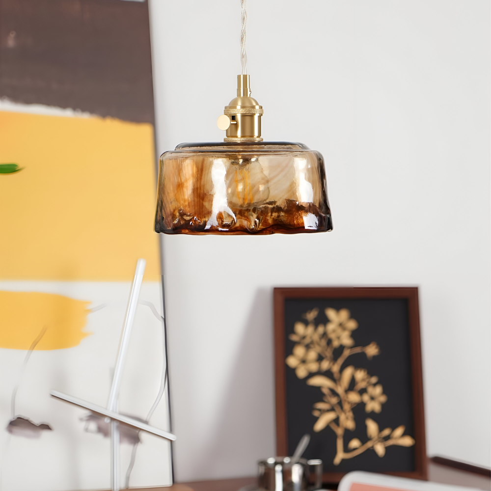 Twist Deco Glas Pendelleuchte - Antike Messing Hängelampe für Vintage Flair
