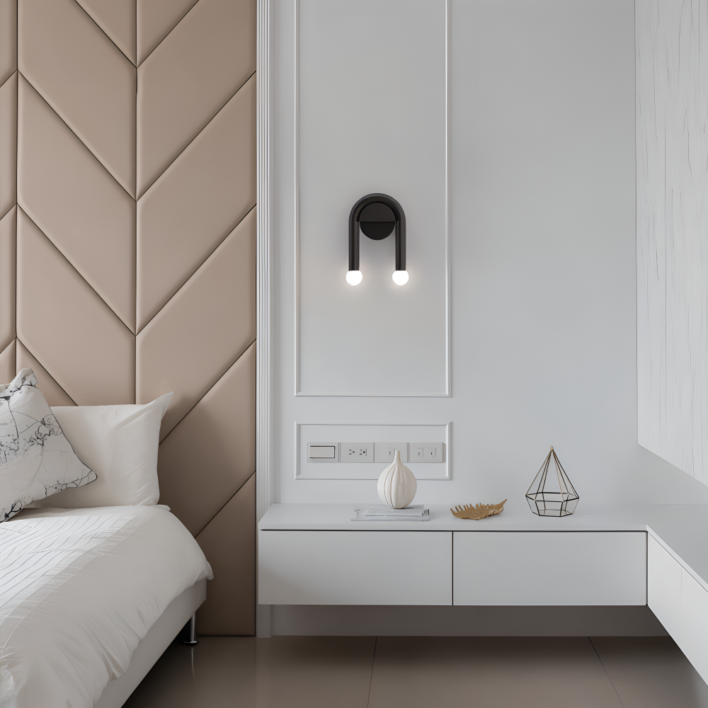 UDrop Wandleuchte - Schwarze Metallbogen Wandlampe - Künstlerisches Wandlampen Design - Dual Wandleuchten LED