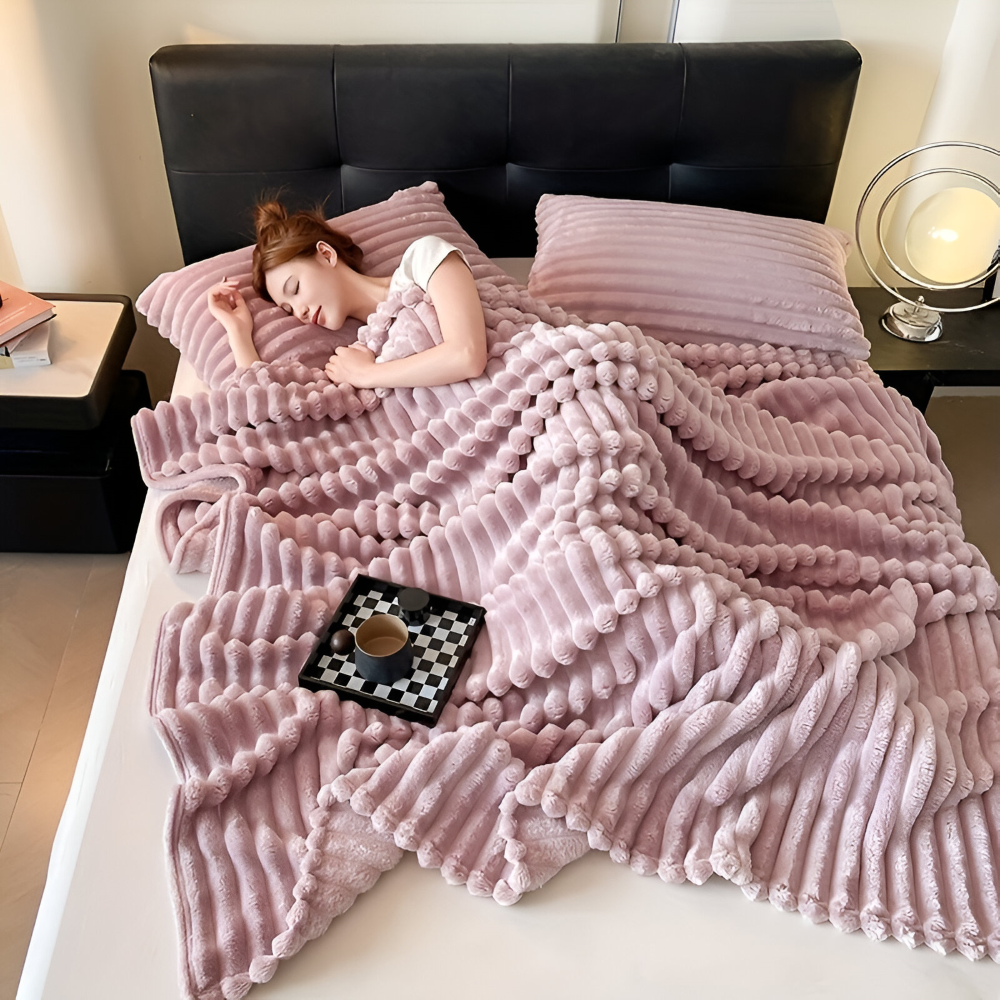 Ultra-weiche Fleece Kusheldecke mit Elastischen Streifen - Vielseitige Decke für Wohnzimmer, Schlafzimmer und Reisen