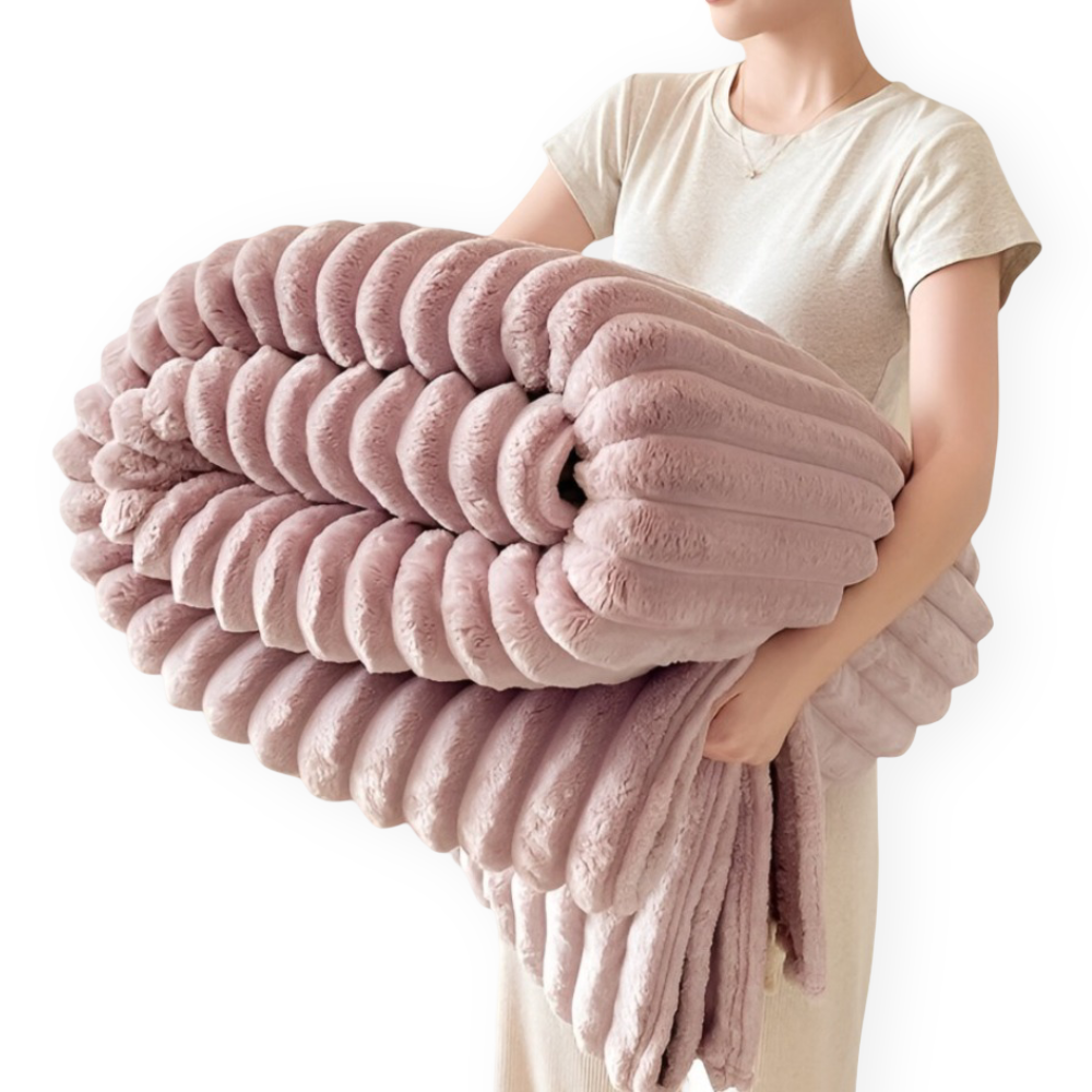Ultra-weiche Fleece Kusheldecke mit Elastischen Streifen - Vielseitige Decke für Wohnzimmer, Schlafzimmer und Reisen