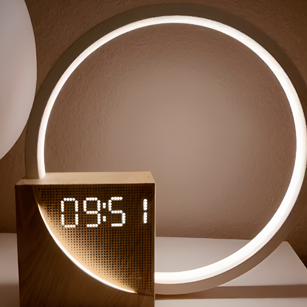 UnivSync - Multifunktionale Nachttischlampe mit USB-Anschluss, Snooze Funktion und Wake Up Licht