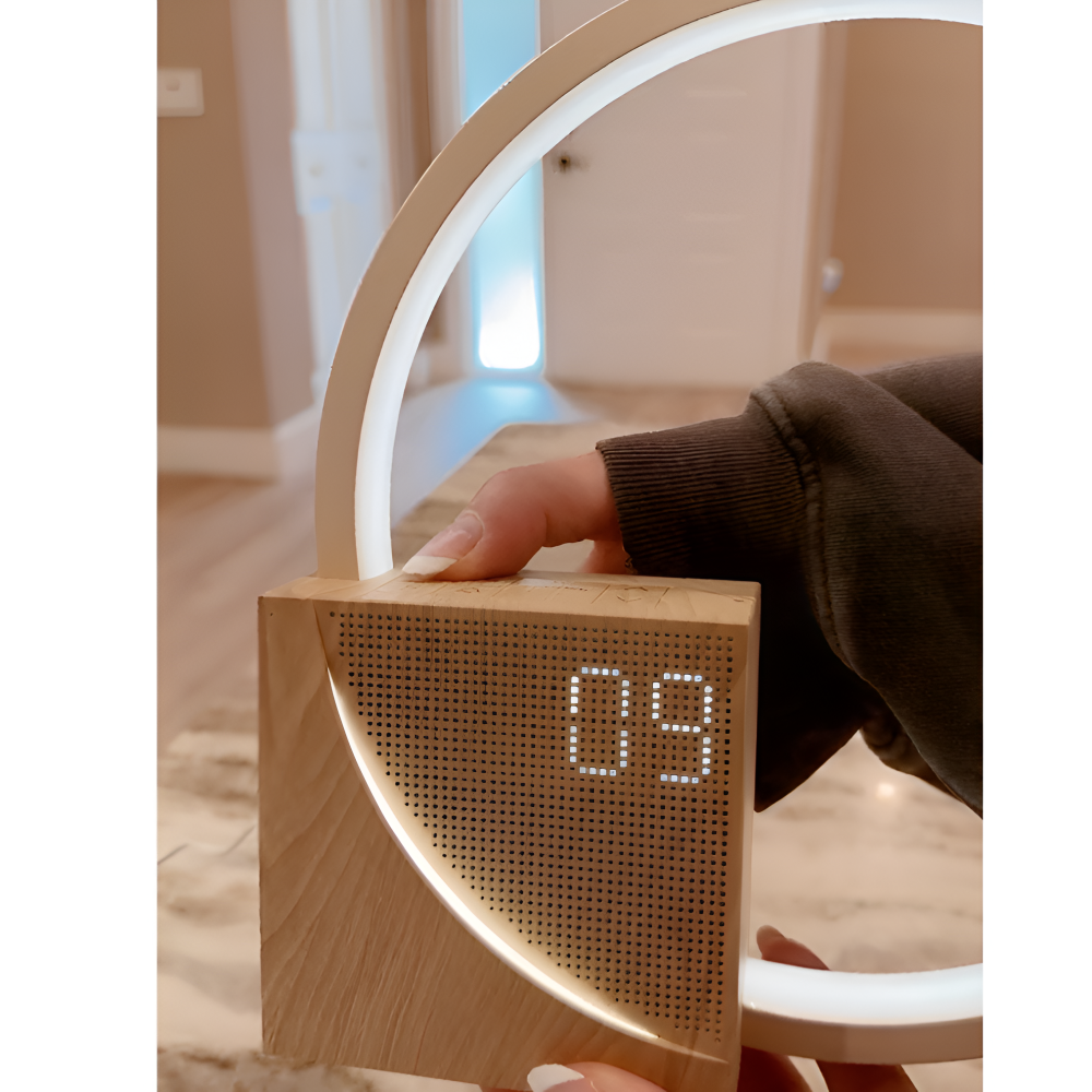 UnivSync - Multifunktionale Nachttischlampe mit USB-Anschluss, Snooze Funktion und Wake Up Licht