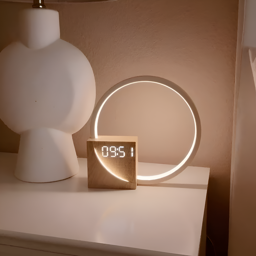 UnivSync - Multifunktionale Nachttischlampe mit USB-Anschluss, Snooze Funktion und Wake Up Licht