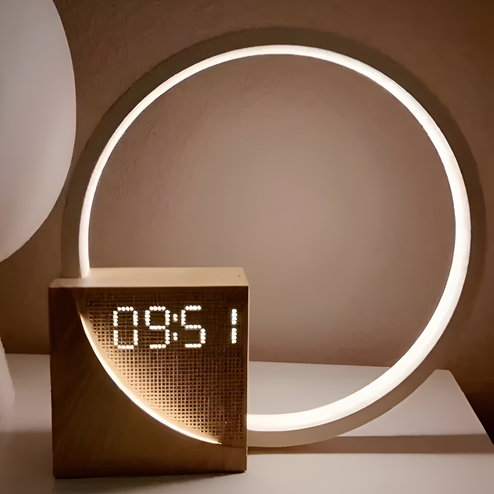 UnivSync - Multifunktionale Nachttischlampe mit USB-Anschluss, Snooze Funktion und Wake Up Licht