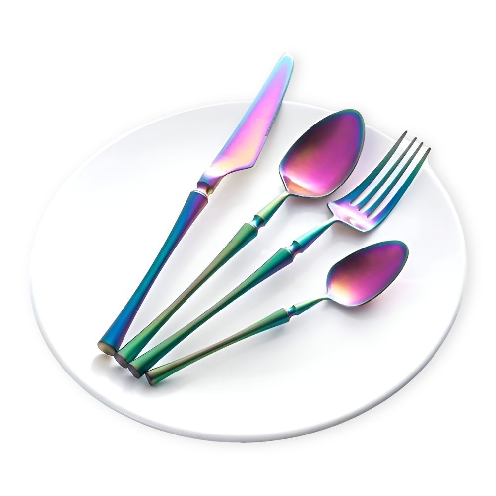 Venetian LuxeFeast - Besteck-Set - Schwarzes Besteck-Set - 4/16-teiliges Besteck-Set - Goldene Utensilien