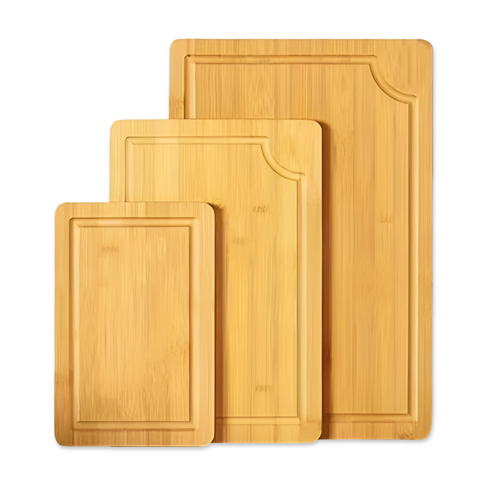 Vielseitiges Bambus Schneidebrett-Set - 3-teiliges Set für Fleisch, Gemüse und Obst