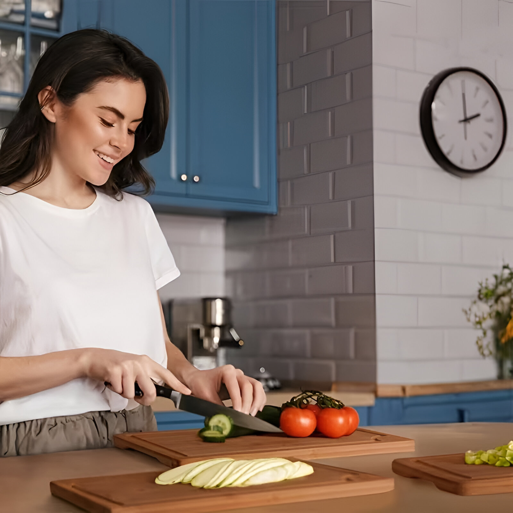 Vielseitiges Bambus Schneidebrett-Set - 3-teiliges Set für Fleisch, Gemüse und Obst