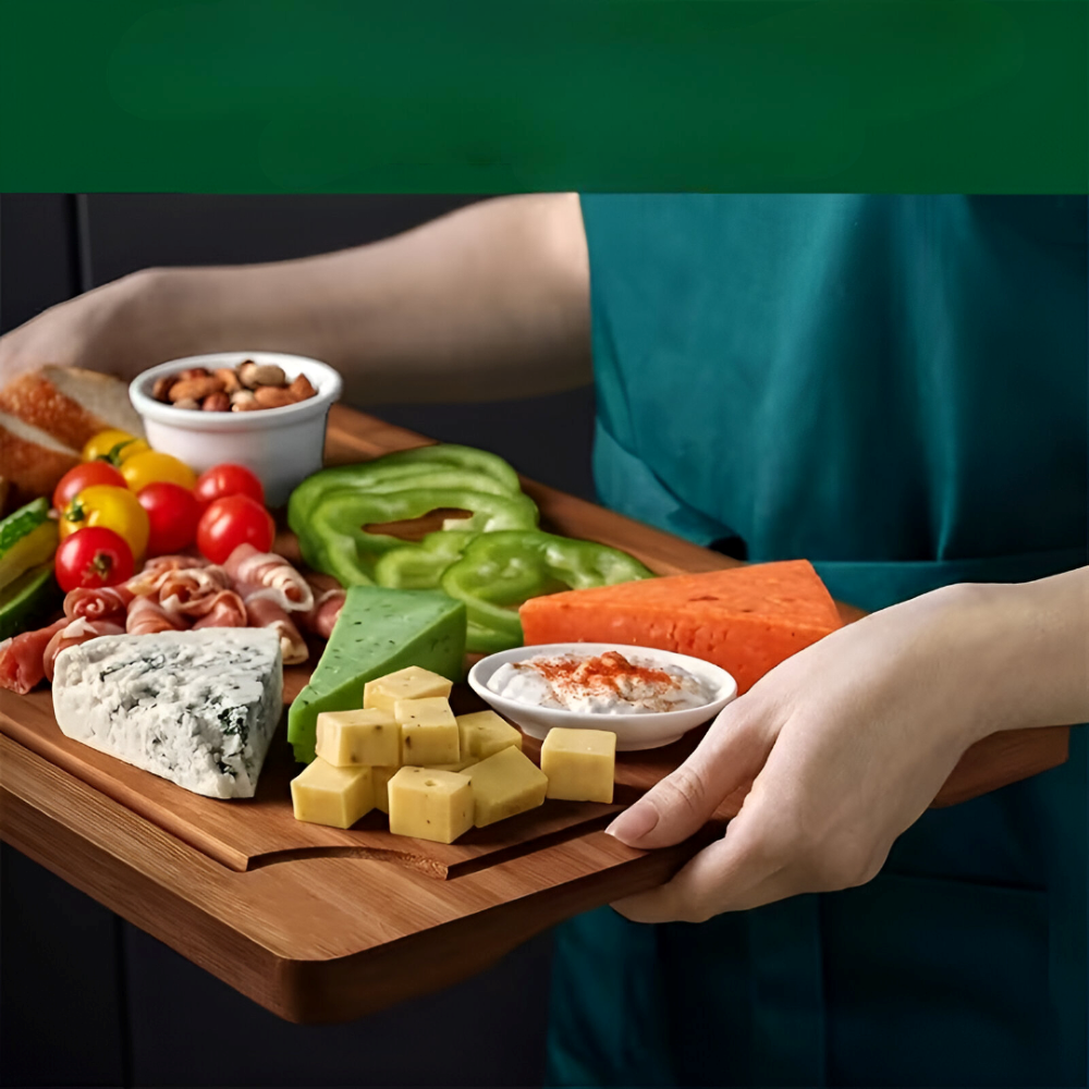Vielseitiges Bambus Schneidebrett-Set - 3-teiliges Set für Fleisch, Gemüse und Obst