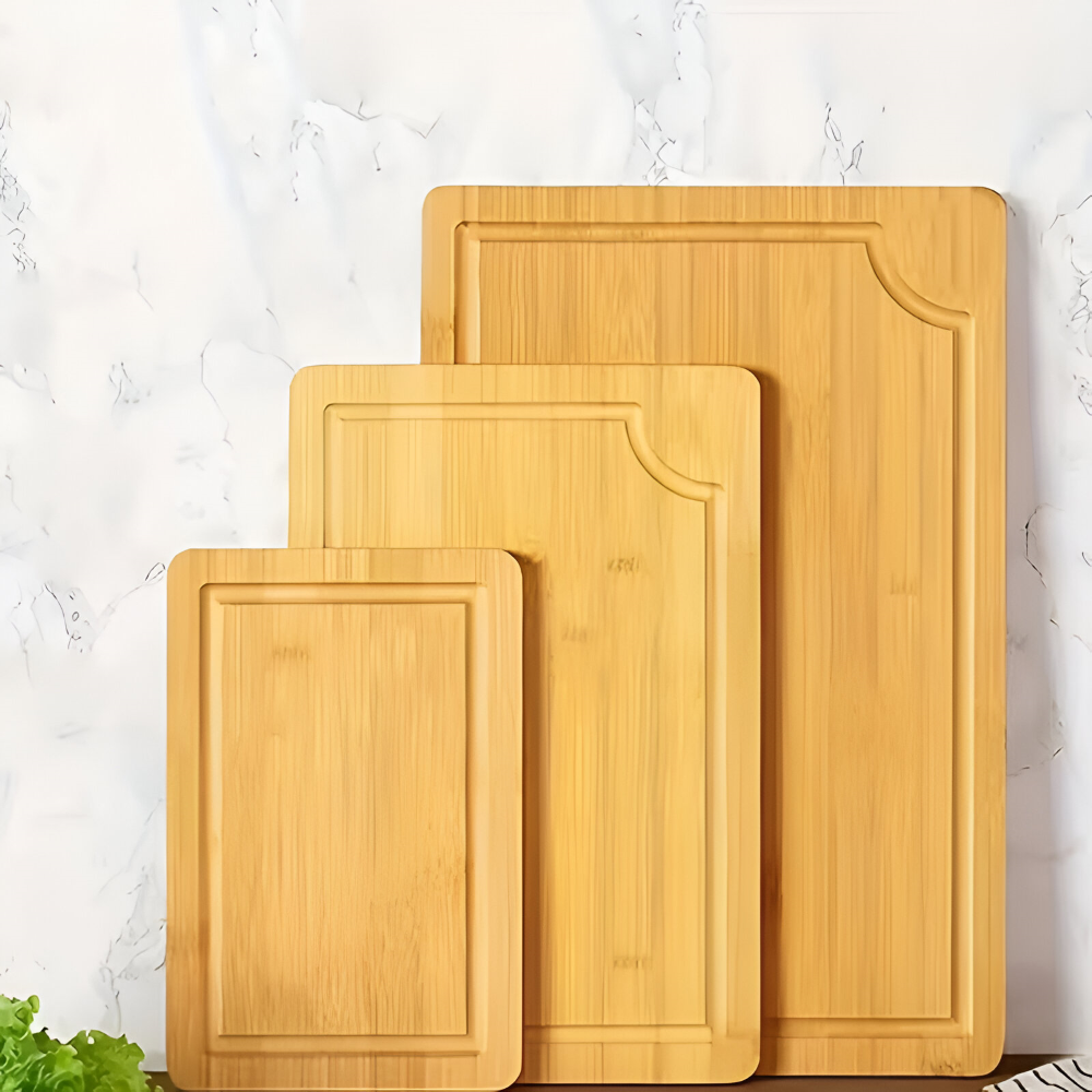 Vielseitiges Bambus Schneidebrett-Set - 3-teiliges Set für Fleisch, Gemüse und Obst