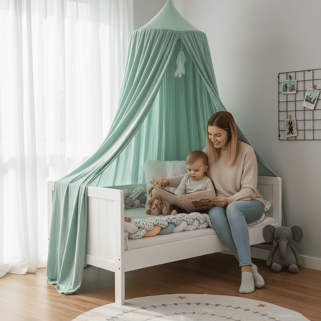 Verspielter Hänge-Bettbaldachin - Atmungsaktives Polyester-Baumwoll-Gemisch für Kinderzimmer Decor 2