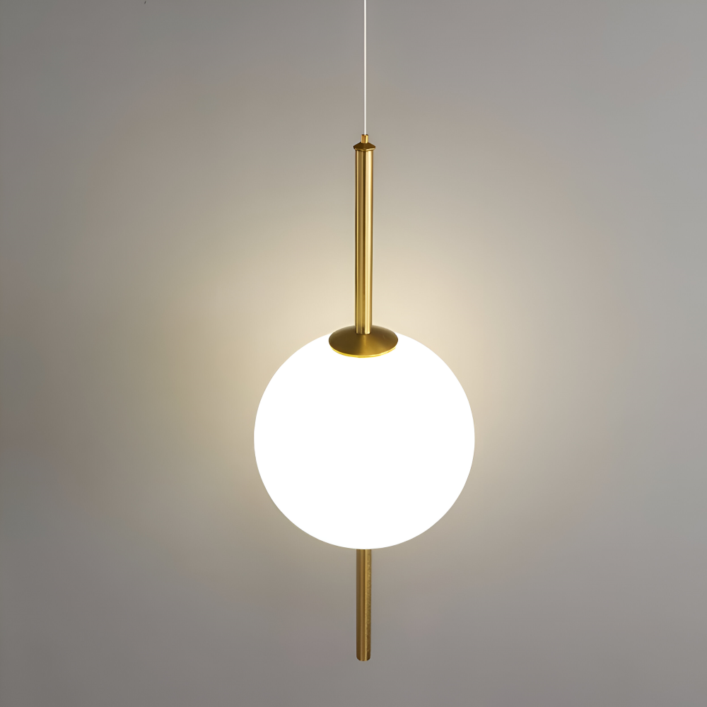 VertiGlobe Pendelleuchte - Vertical String mit Milchglaskugel Design Hängelampe