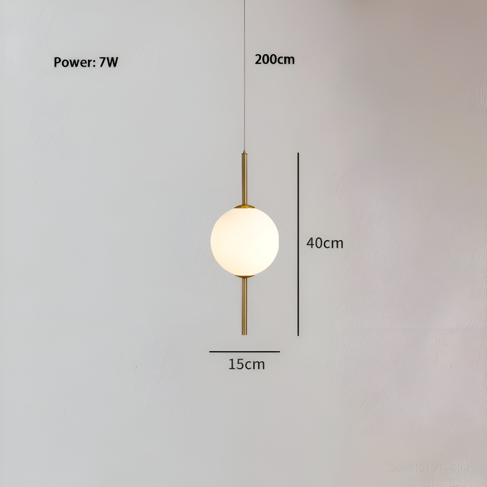 VertiGlobe Pendelleuchte - Vertical String mit Milchglaskugel Design Hängelampe