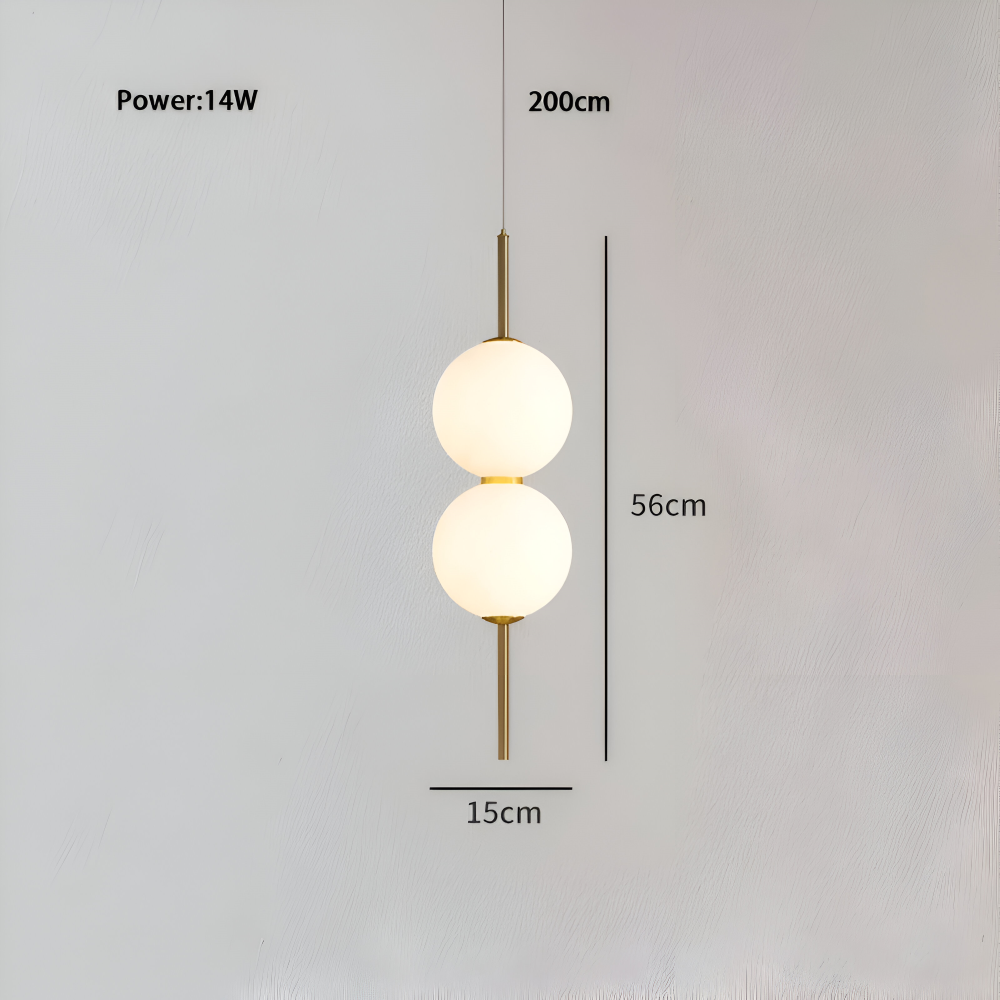 VertiGlobe Pendelleuchte - Vertical String mit Milchglaskugel Design Hängelampe