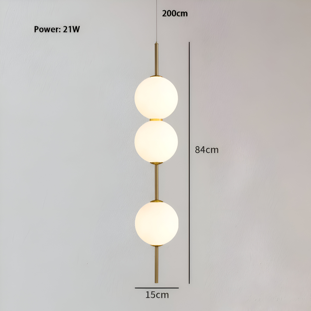 VertiGlobe Pendelleuchte - Vertical String mit Milchglaskugel Design Hängelampe